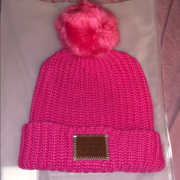 love your melon pink beanie